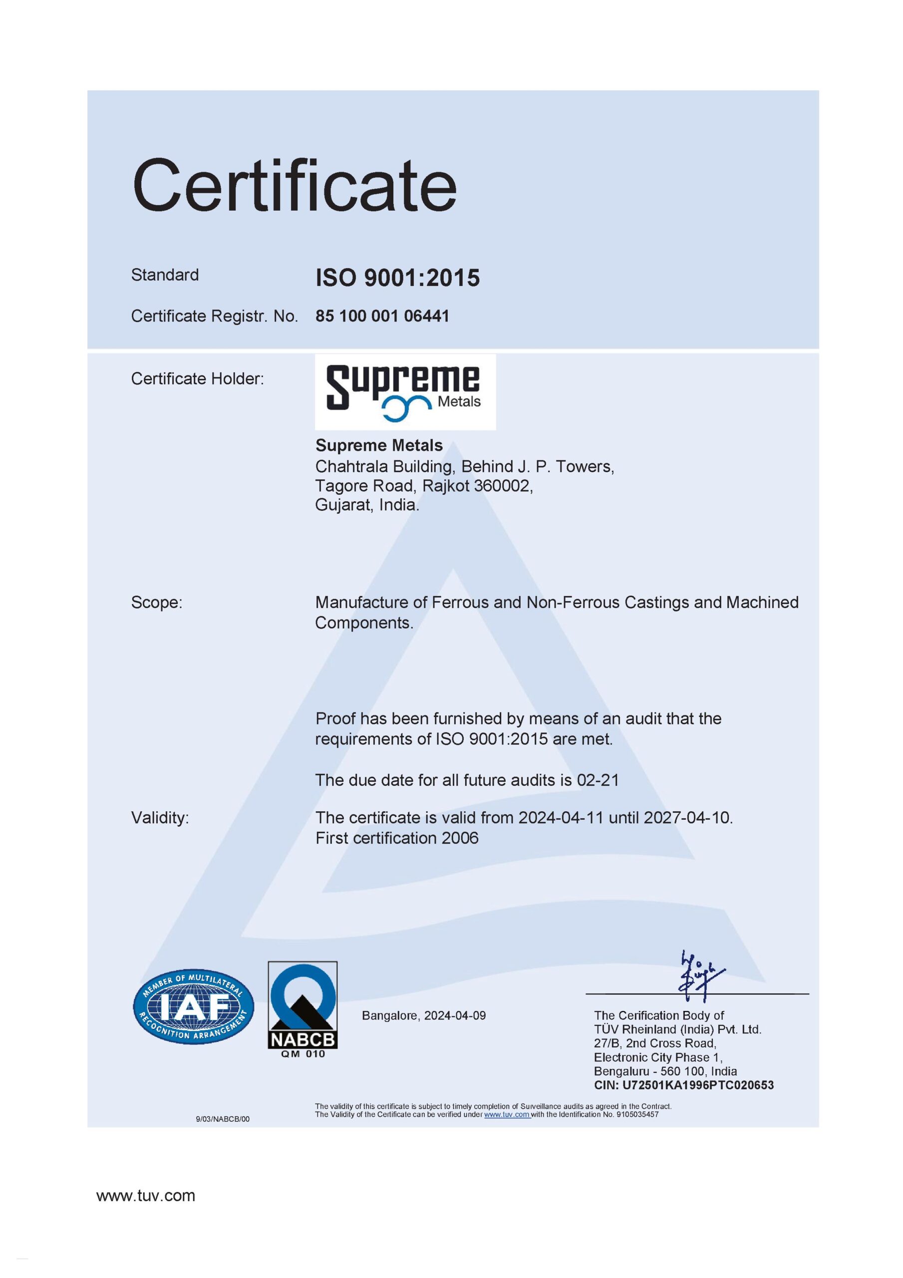 ISO 9001-2015 -2024-2027 ISO 9001-2015 -2024-2027
